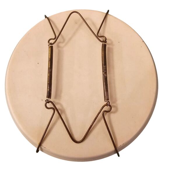 Vintage Hand Painted Plate With Wall Hooks Floral w Green and White - Picture 3 of 4